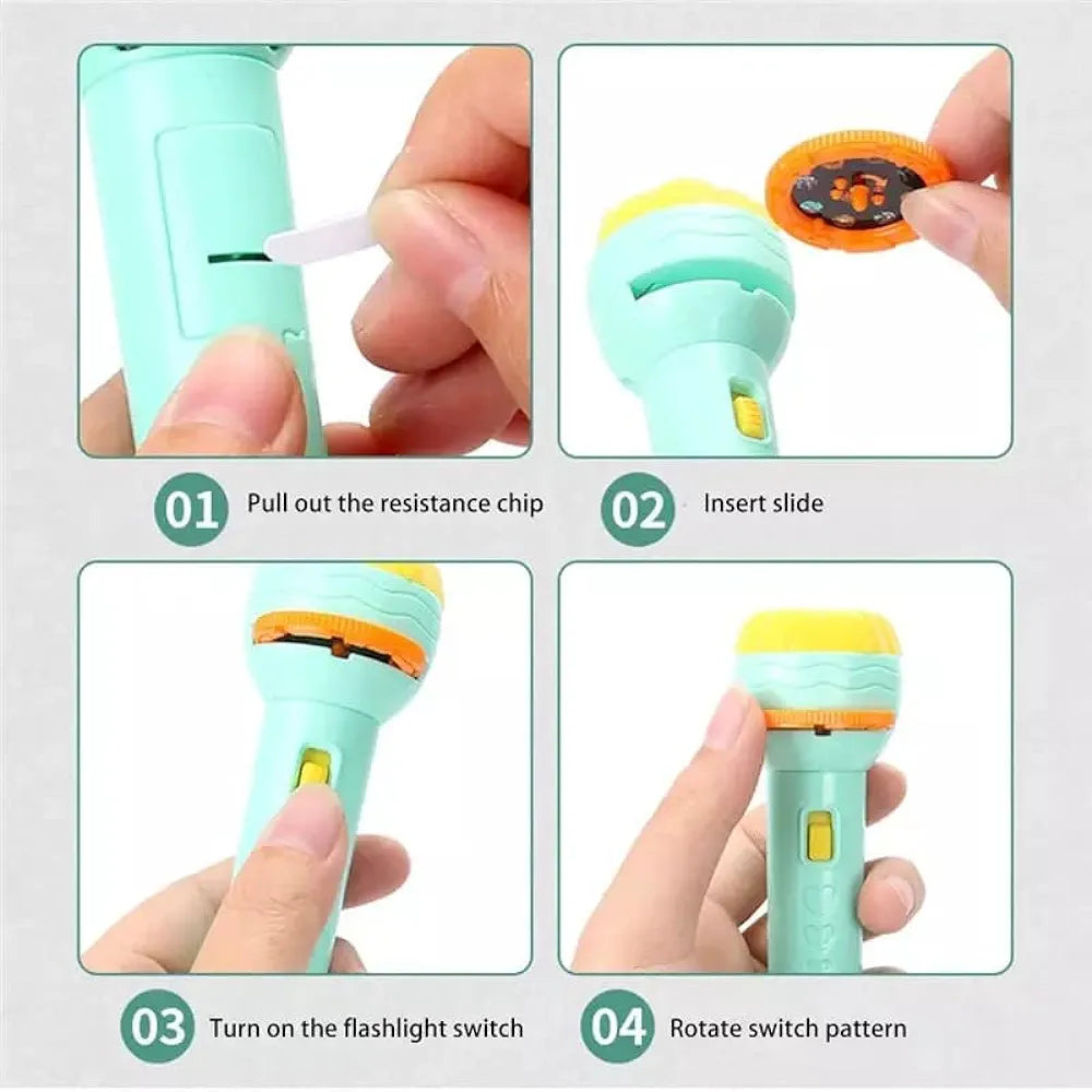 Mini 6 Slides 48 Pattern Projector Flashlight Torch Projection Torch Story | Toys for Toddlers Kids |Randon Slides|Random Colors |Torch 6 Slides| Sams world 🌍