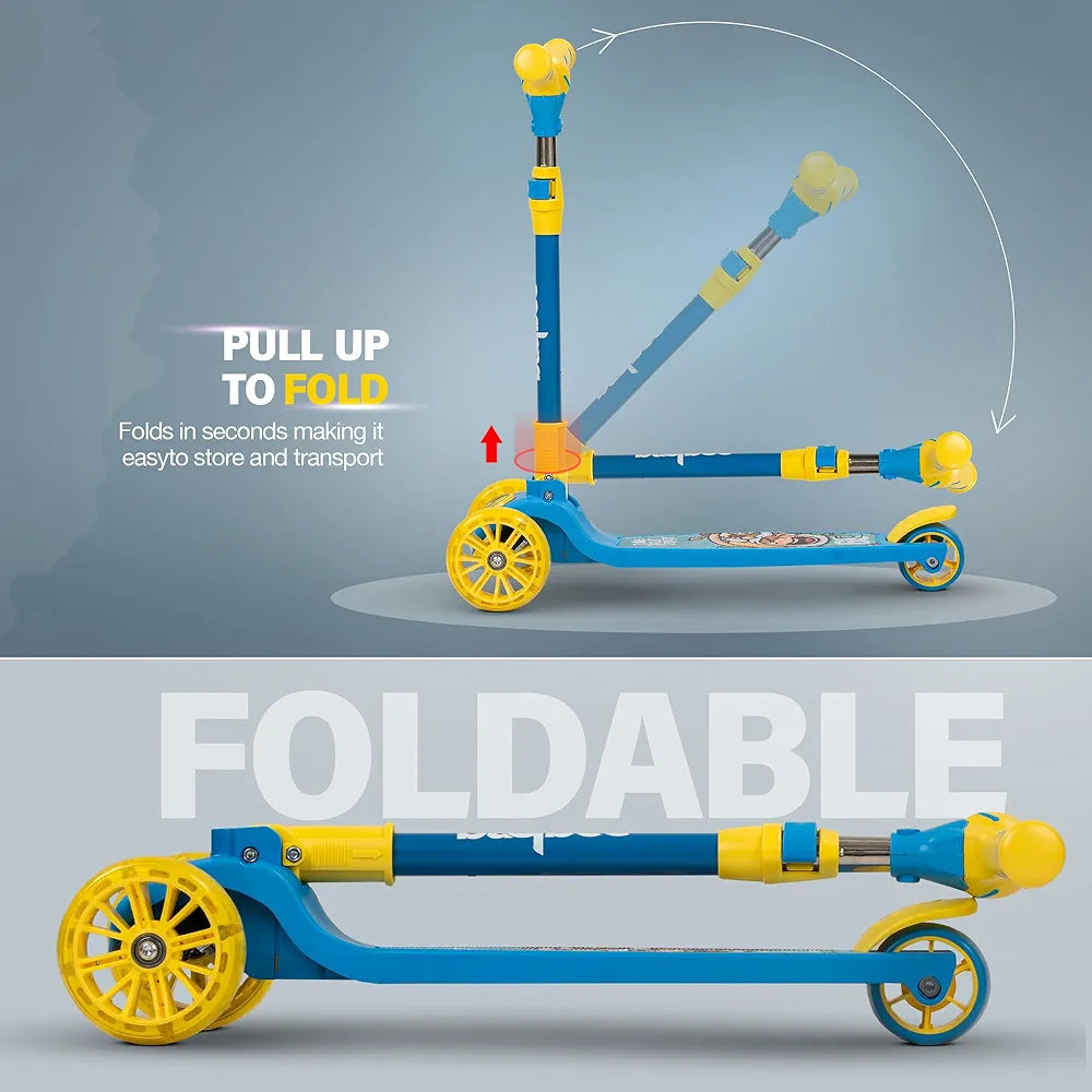 Buy Kitty Kick Scooter for Kids | Foldable Kids Scooter with 4 Height Adjustable Handle & Brake | Skate Scooter with LED PU Wheels | Runner Scooter for Kids 3 to 10 Years Boys Girls (Blue)| Sams Toy world ahmedabad gujarat samstoy.in Sams toy world shop in Ahmedabad Gujarat