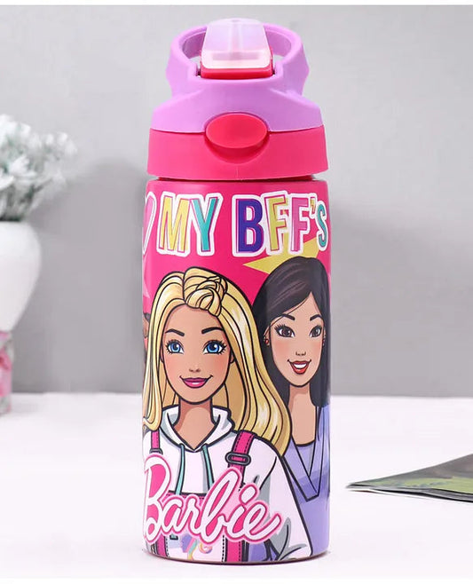 Buy Barbie Stainless Steel Drinking Bottle, 430 ml, Automatic Straw System, with Locking Button, Carry Handle, Official Barbie Licence | sams Toy BarbieĀ Sams toy world shop in Ahmedabad GujaratĀ