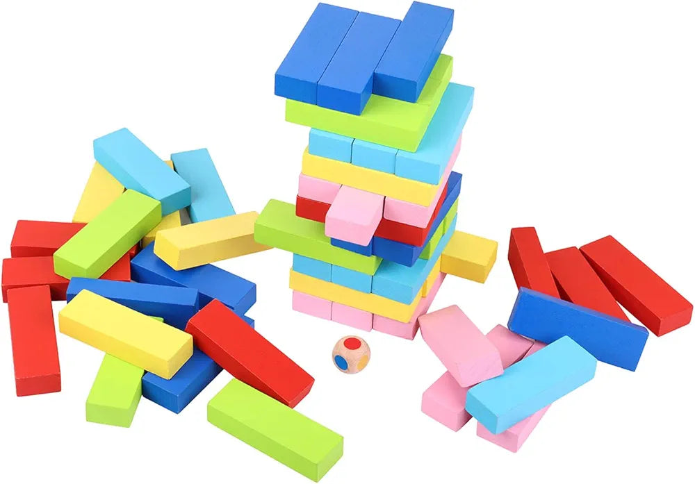 Buy Colour Crash Tumbling Tower |Tabletop Game With 54 Precision Wooden Blocks Of Premium| Beachwood For Adults And Kids| 1 Or More Players | Sams world 🌍 samstoy.in Sams toy world shop in Ahmedabad Gujarat