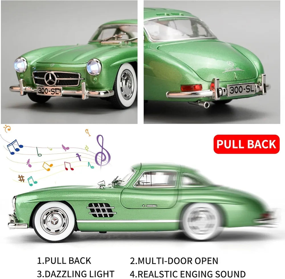 Buy MER-CEDES Ben-Z 300SL Die-Cast Metal Car with Sport car Openable Doors Light and Sound | Pull Back Function | Sams world samstoy.in Sams toy world shop in Ahmedabad Gujarat