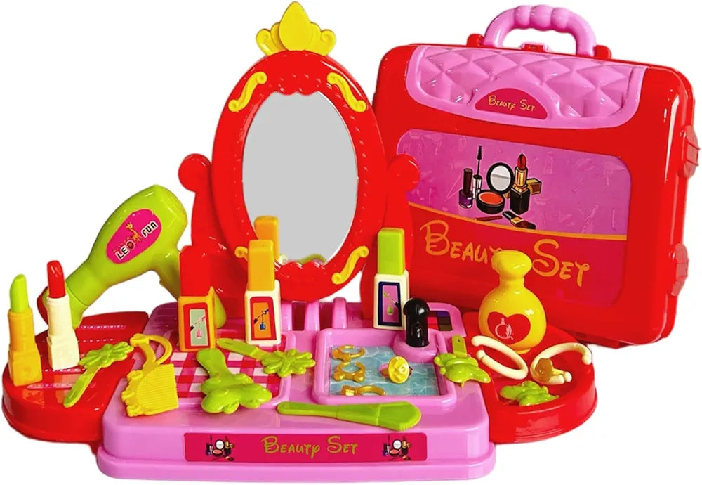 Buy 3 in 1 Beauty Set Learning Educational Make Up Suitcase Kit with Makeup Accessories Pretend Play Set Portable Suitcase Toy Gift for Girls - Pink samstoy.in Sams toy world shop in Ahmedabad Gujarat