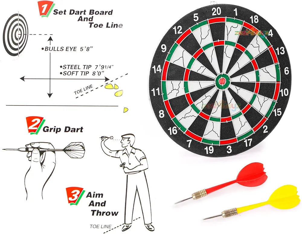 Buy Magnet Dart Boards 12 inch with 4 Darts Double Faced | Flock Printing Thickening| Family Game Toys for Kids| samstoy.in Sams toy world shop in Ahmedabad Gujarat