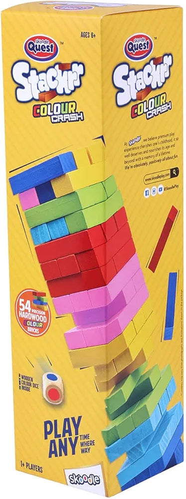 Buy Colour Crash Tumbling Tower |Tabletop Game With 54 Precision Wooden Blocks Of Premium| Beachwood For Adults And Kids| 1 Or More Players | Sams world 🌍 samstoy.in Sams toy world shop in Ahmedabad Gujarat