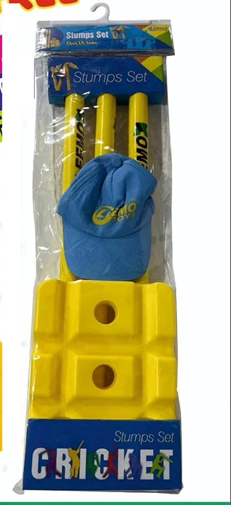 Buy Enterprise Heavy Plastic Cricket Large Stumps Set - 3 Stumps + 2 Bails + 1 Stand (Yellow)(Plastic Wicket Set) | Sams Toy world samstoy.in Sams toy world shop in Ahmedabad Gujarat