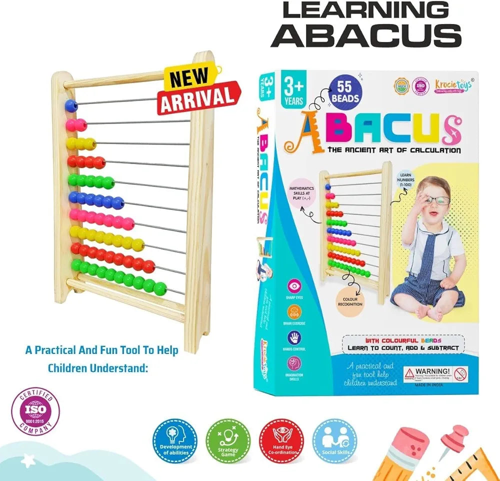 Buy Kids Bead Abacus for Math Wooden Counting Toys for Toddlers| Montessori Math Manipulatives Beads| Educational Toys for Preschool Boys Girls 2 Years Old| Sams world š samstoy.inĀ Sams toy world shop in Ahmedabad GujaratĀ