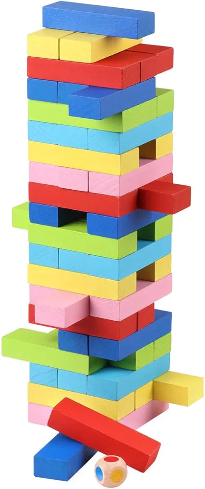 Buy Colour Crash Tumbling Tower |Tabletop Game With 54 Precision Wooden Blocks Of Premium| Beachwood For Adults And Kids| 1 Or More Players | Sams world 🌍 samstoy.in Sams toy world shop in Ahmedabad Gujarat