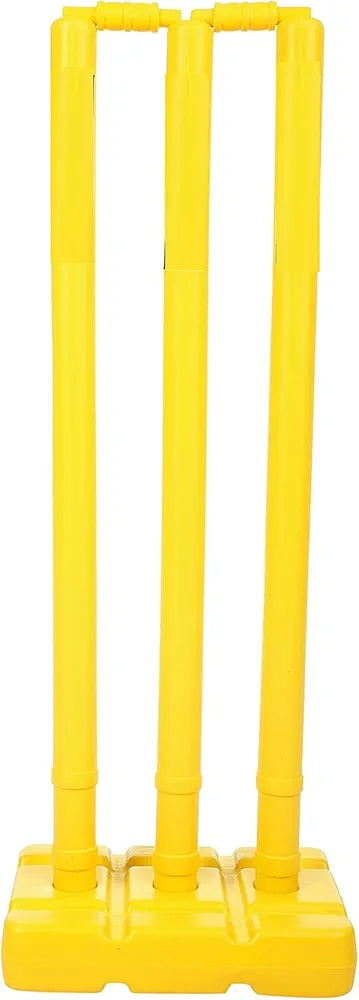 Buy Enterprise Heavy Plastic Cricket Large Stumps Set - 3 Stumps + 2 Bails + 1 Stand (Yellow)(Plastic Wicket Set) | Sams Toy world samstoy.in Sams toy world shop in Ahmedabad Gujarat