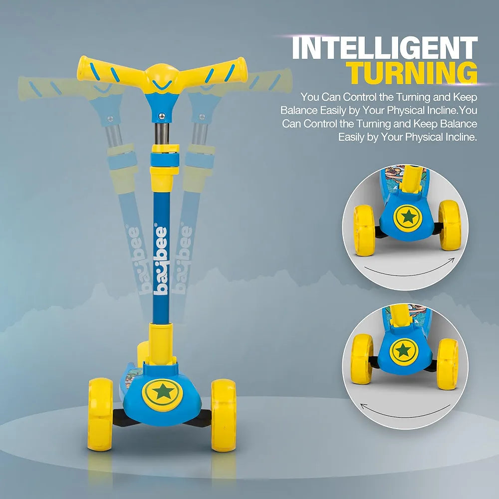 Buy Kitty Kick Scooter for Kids | Foldable Kids Scooter with 4 Height Adjustable Handle & Brake | Skate Scooter with LED PU Wheels | Runner Scooter for Kids 3 to 10 Years Boys Girls (Blue)| Sams Toy world ahmedabad gujarat samstoy.in Sams toy world shop in Ahmedabad Gujarat