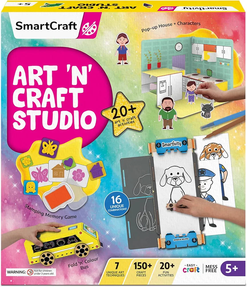 Buy SmartCraft Mega 20+ Art and Craft Activity Kit for Girls Ages 5 to 9 Years Old | Creative Birthday Gift for Kids I Clay, Stamp, Tracing, 3D House, Origami & Many More I sams Toy world samstoy.in Sams toy world shop in Ahmedabad Gujarat