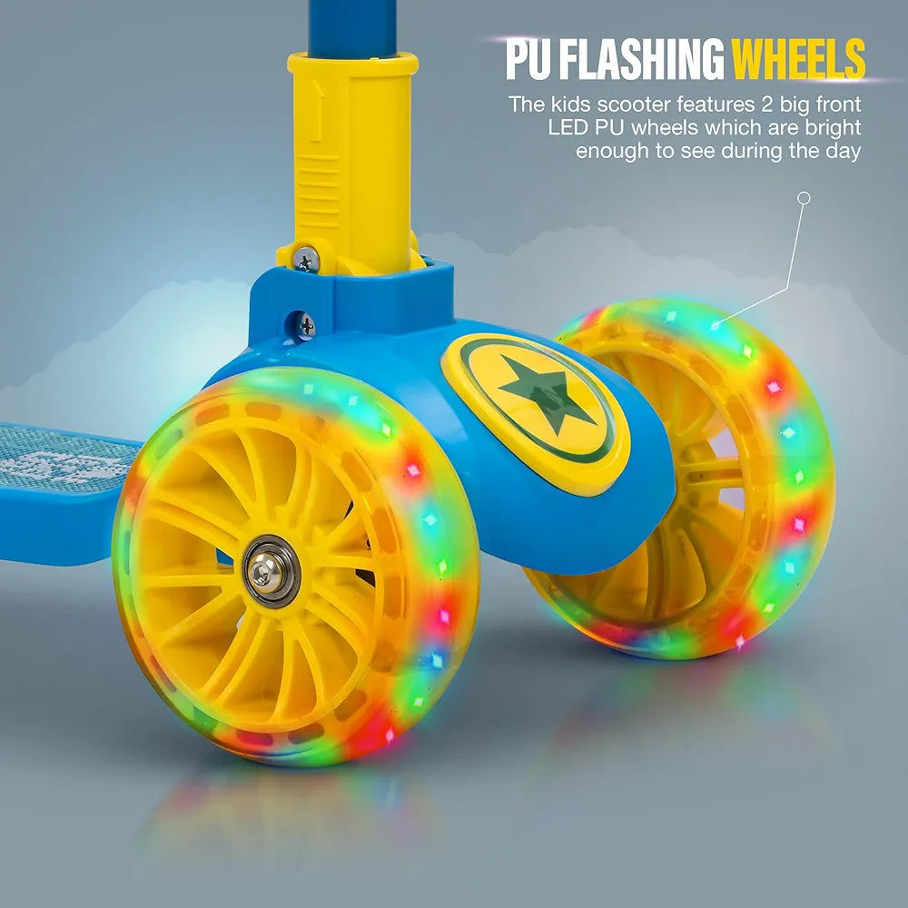 Buy Kitty Kick Scooter for Kids | Foldable Kids Scooter with 4 Height Adjustable Handle & Brake | Skate Scooter with LED PU Wheels | Runner Scooter for Kids 3 to 10 Years Boys Girls (Blue)| Sams Toy world ahmedabad gujarat samstoy.in Sams toy world shop in Ahmedabad Gujarat