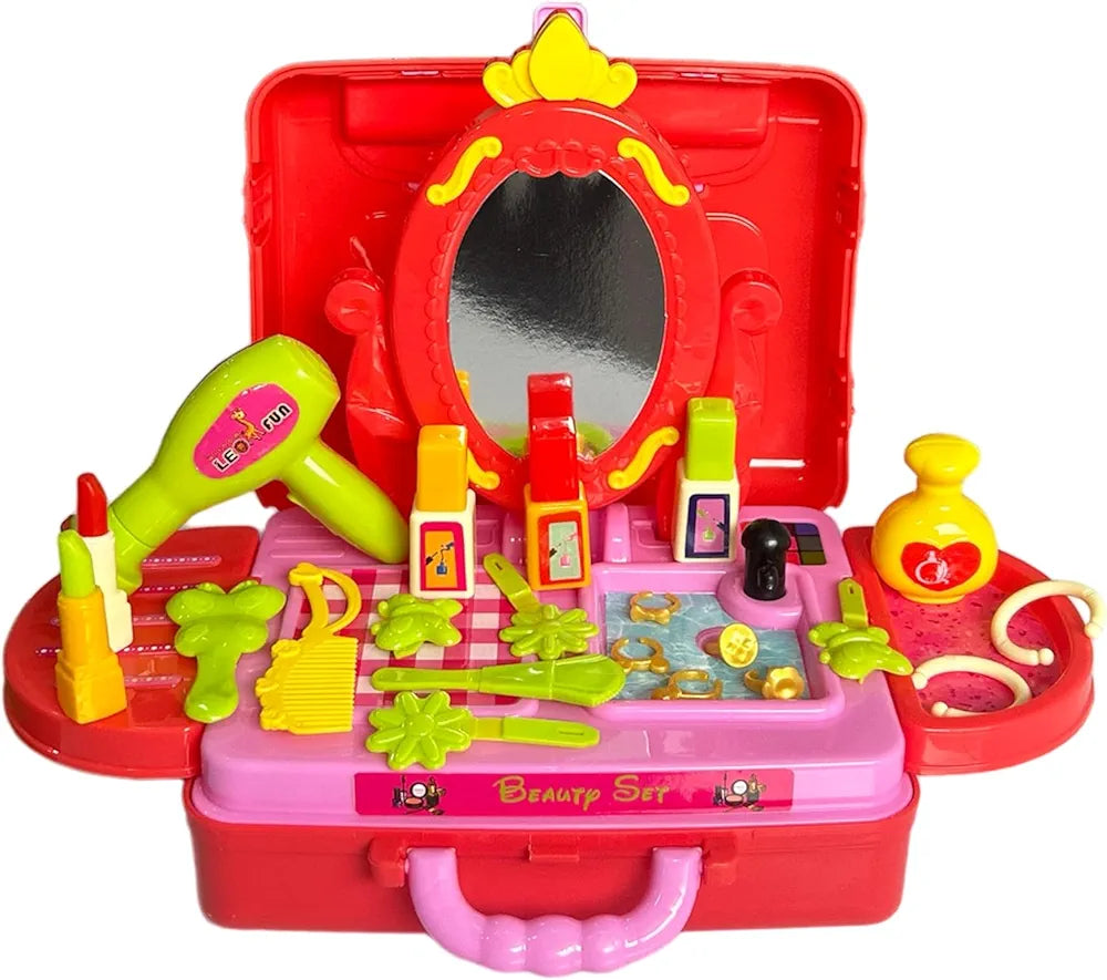 Buy 3 in 1 Beauty Set Learning Educational Make Up Suitcase Kit with Makeup Accessories Pretend Play Set Portable Suitcase Toy Gift for Girls - Pink samstoy.in Sams toy world shop in Ahmedabad Gujarat