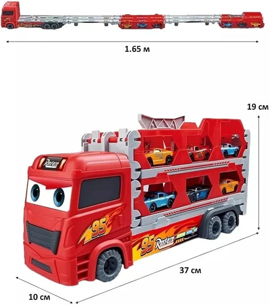 Buy Transport Truck Toy Suit with 4 Metal Cars, with Double Track, Pop-up Function, Foldable Storage | sams toy world Sam's Toy World Sams toy world shop in Ahmedabad Gujarat