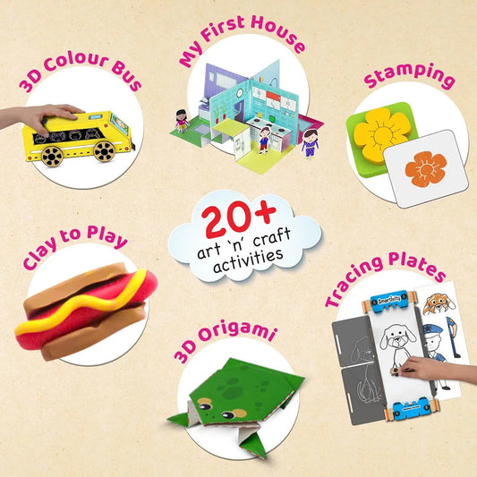 Buy SmartCraft Mega 20+ Art and Craft Activity Kit for Girls Ages 5 to 9 Years Old | Creative Birthday Gift for Kids I Clay, Stamp, Tracing, 3D House, Origami & Many More I sams Toy world samstoy.in Sams toy world shop in Ahmedabad Gujarat
