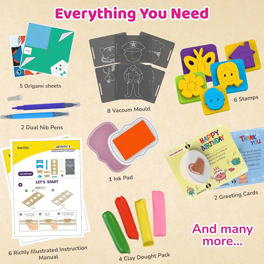 Buy SmartCraft Mega 20+ Art and Craft Activity Kit for Girls Ages 5 to 9 Years Old | Creative Birthday Gift for Kids I Clay, Stamp, Tracing, 3D House, Origami & Many More I sams Toy world samstoy.in Sams toy world shop in Ahmedabad Gujarat