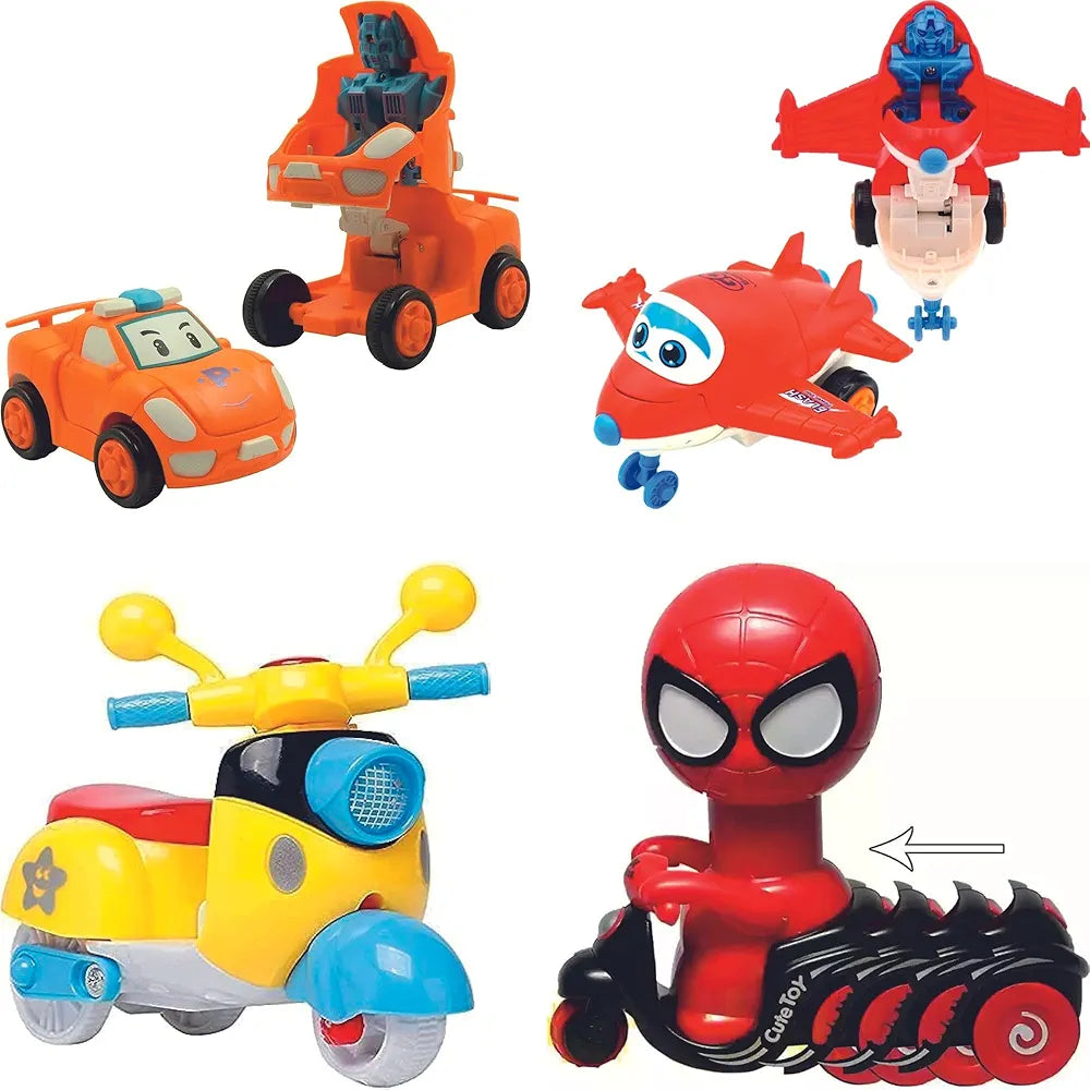 Buy 4 Piece Children's Ride On Toy Set - Mini Scooter| Pressure Ride| Robo Plane| and Robo Car - Fun and Durable Ride-On Toys for Kids|Sams world š samstoy.inĀ Sams toy world shop in Ahmedabad GujaratĀ