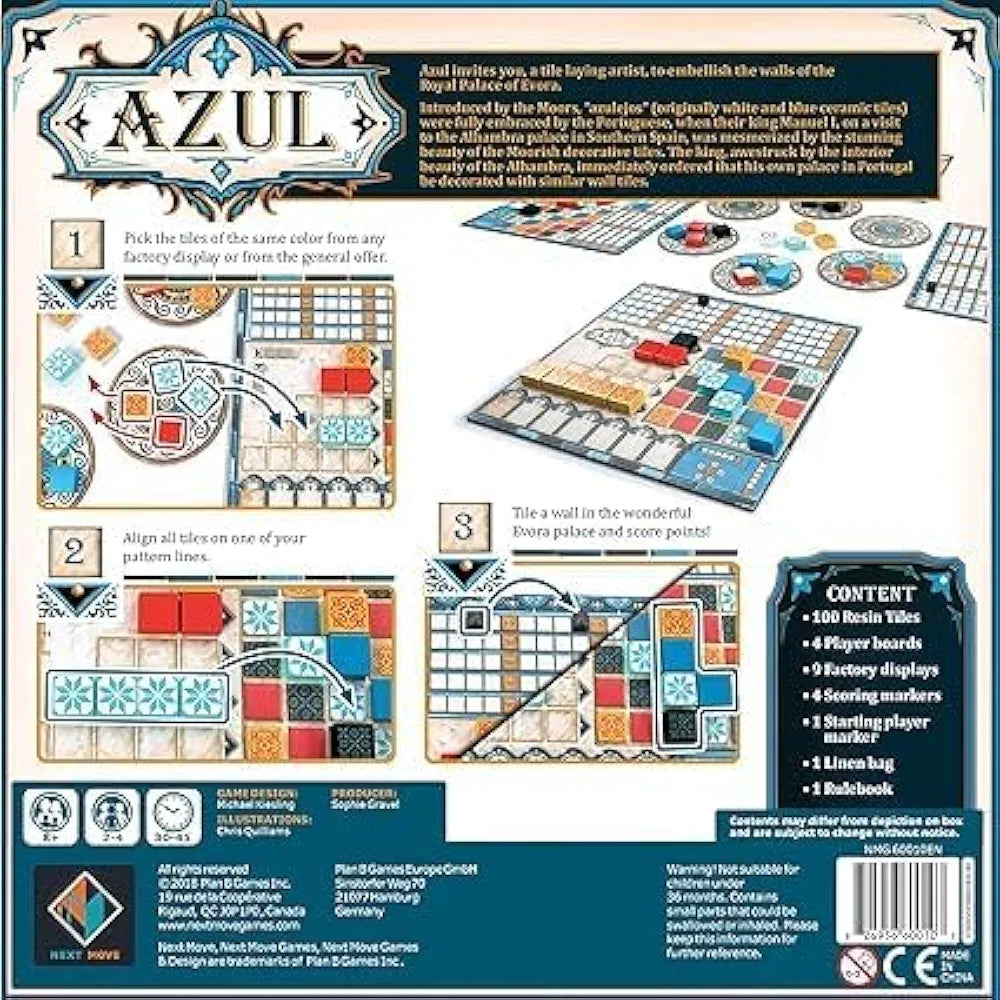 Buy Azul Game| Strategy Tile Placement Board Game | Family Board Games for Adults and Kids - Ages 8 and up, 2 to 4 |sams Toy world Ahmedabad Gujarat samstoy.in Sams toy world shop in Ahmedabad Gujarat