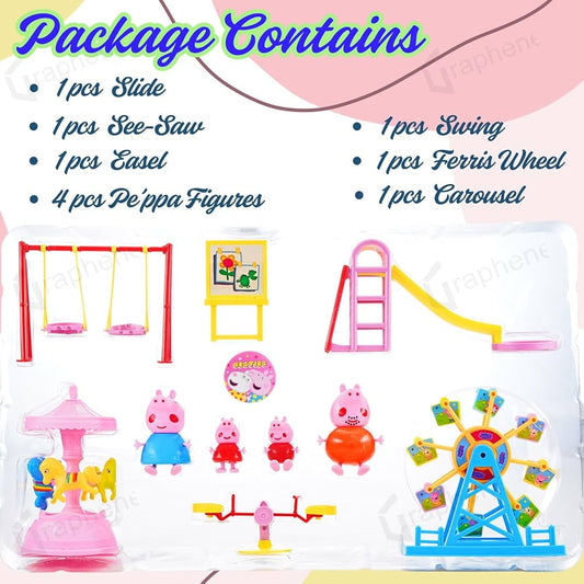 Buy Pe'ppa Pig Amusement Park Fun Playtime Set - 4 Pcs Figurines with Slide, Swing, See-Saw, Easel, Carousel & Ferris Wheel | sams toy world samstoy.in Sams toy world shop in Ahmedabad Gujarat