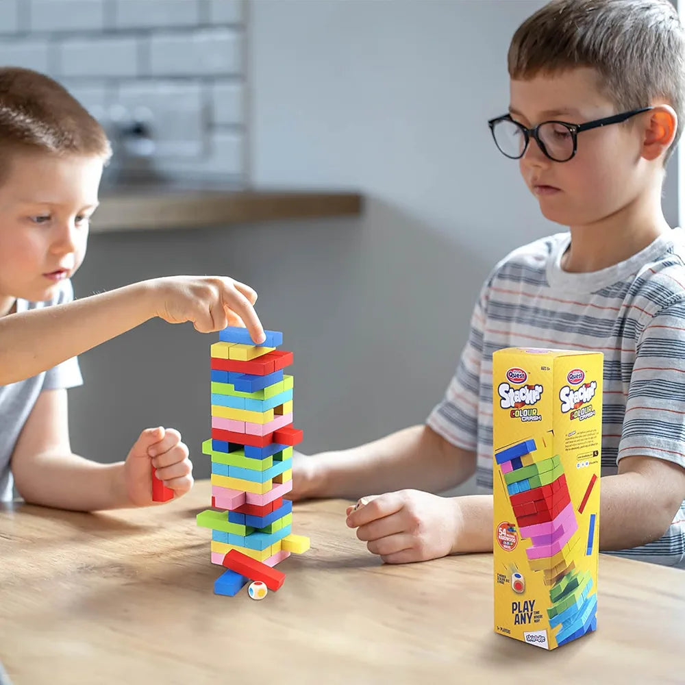 Buy Colour Crash Tumbling Tower |Tabletop Game With 54 Precision Wooden Blocks Of Premium| Beachwood For Adults And Kids| 1 Or More Players | Sams world 🌍 samstoy.in Sams toy world shop in Ahmedabad Gujarat