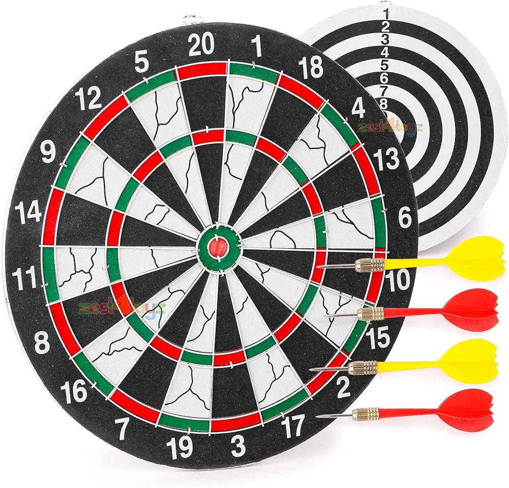 Buy Magnet Dart Boards 12 inch with 4 Darts Double Faced | Flock Printing Thickening| Family Game Toys for Kids| samstoy.in Sams toy world shop in Ahmedabad Gujarat