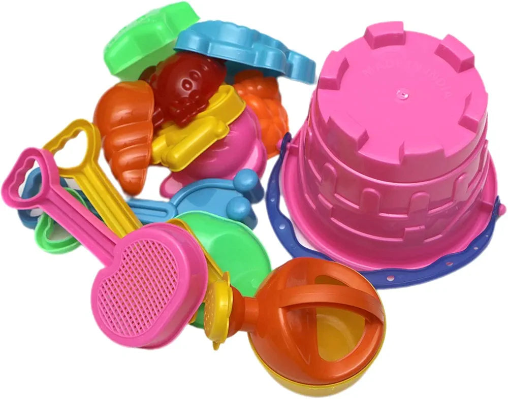 Buy Sand Castle| Garden Toy Beach Toys Set for Kids Indian Made | Beach Sand Castle Toys Activity Playset |Gardening Tool with Bucket| Kids Baby Toys Sand Beach Toys (12 Pcs) Sams world 🌍 samstoy.in Sams toy world shop in Ahmedabad Gujarat