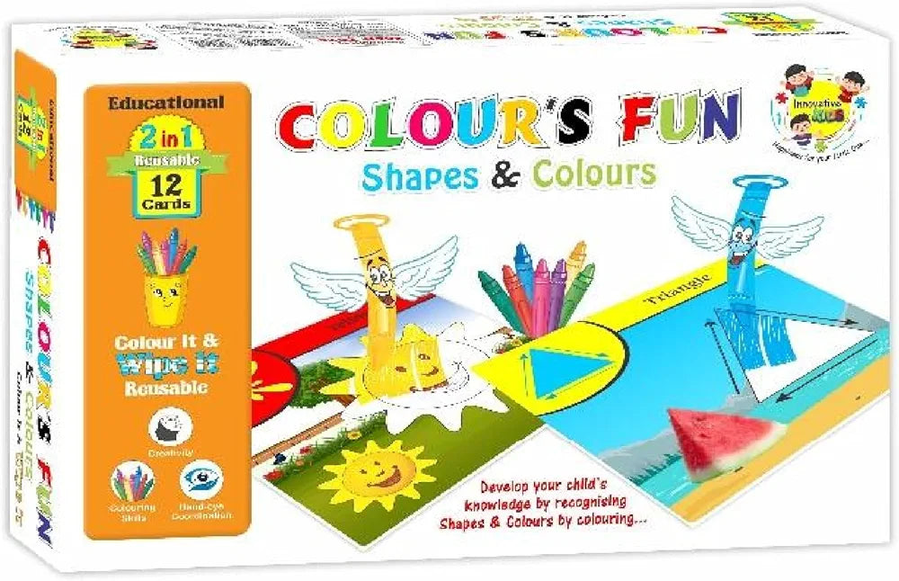 Buy Colour's Fun Small Shapes & Colours| (12 Reusable)| Double The Fun for Kids| Sams Toy world ahmedabad gujarat samstoy.in Sams toy world shop in Ahmedabad Gujarat
