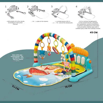 Buy 2 in 1 Baby Gym Mat Piano Gym Mat Rack Infant Music Fitness| Rack Rattle Toy Play Crawling Mat Early Educational Toy for 0-18 Months Babies|Sams Toy world ahmedabad gujarat samstoy.in Sams toy world shop in Ahmedabad Gujarat
