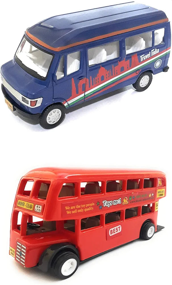 Buy Combo Toys of Double Decker Bus and Travel India Van | Red and Blue Color | Set of 2 Toys| give in birthday gift| play with friends| Sams Toy world ahmedabad gujarat samstoy.in Sams toy world shop in Ahmedabad Gujarat
