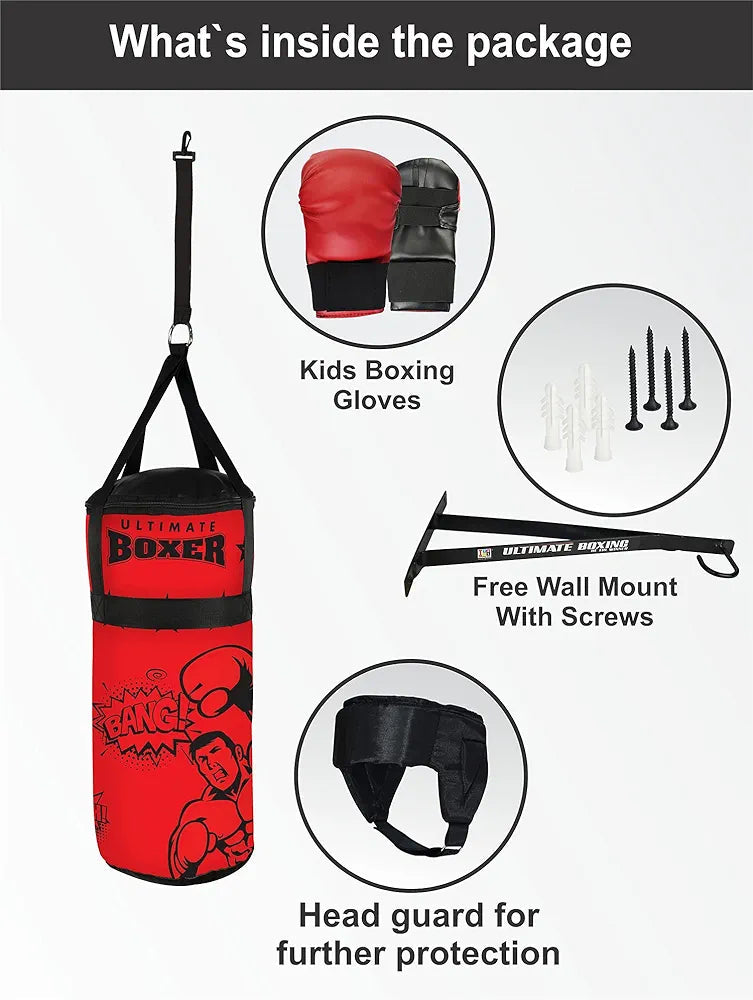 Buy Ultimate Boxing Kit for Kids 4 Years to 12 Years Punching Bag for Boys | Gloves and Head Guard| Sams toy world ahmedabad gujarat samstoy.in Sams toy world shop in Ahmedabad Gujarat