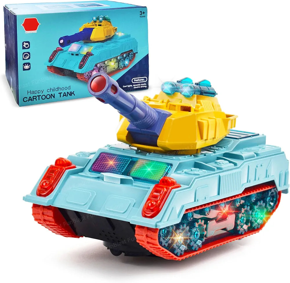 Military Tank Toys for Kids| Bump & Go Crawling Army Tank Toys| 360 Degree Rotating Wheel with Light and Sound Battle Tank| Toys for 3+ Year Old Kids| Sams world š