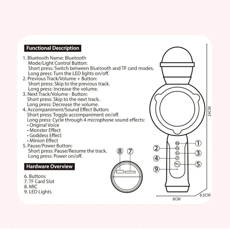 Buy Bluetooth Wireless Karaoke Microphone for Kids – Portable Singing Toy with LED Lights, Voice Changer, Rechargeable Battery, Bluetooth & TF Card Support | sams toy world Sam's Toy World Sams toy world shop in Ahmedabad Gujarat