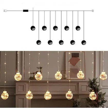 Buy Christmas Wish Ball Santa Curtain LED Lights (2.5 mtr, Pack of 1) Curtain Light For Christmas Indoor Outdoor Decoration Wedding (Warm White) Christmas Fairy Light | sams toy world Sam's Toy World Sams toy world shop in Ahmedabad Gujarat