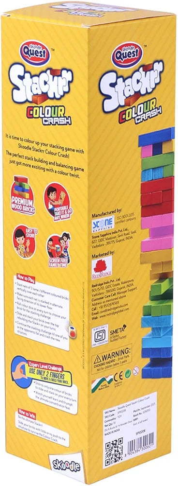 Buy Colour Crash Tumbling Tower |Tabletop Game With 54 Precision Wooden Blocks Of Premium| Beachwood For Adults And Kids| 1 Or More Players | Sams world 🌍 samstoy.in Sams toy world shop in Ahmedabad Gujarat