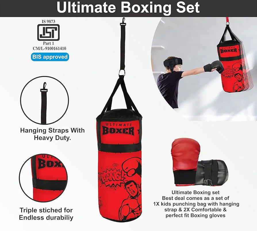 Buy Ultimate Boxing Kit for Kids 4 Years to 12 Years Punching Bag for Boys | Gloves and Head Guard| Sams toy world ahmedabad gujarat samstoy.in Sams toy world shop in Ahmedabad Gujarat