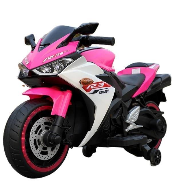 Rechargeable ride-on bike 2-10 years Sam’s Ahmedabad Gujarat in pink and white with training wheels