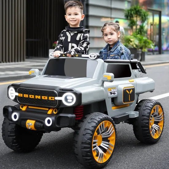 Kids riding remote control 3 seater jeep jumbo big size by Sam's Ahmedabad in urban outdoor setting