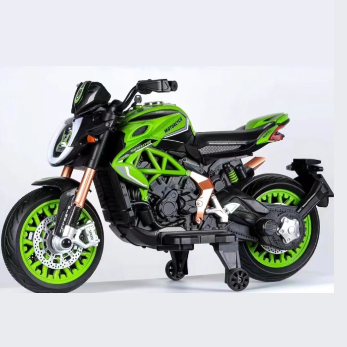 12V battery operated ride on bike for kids sams toy Ahmedabad green and black toy motorcycle