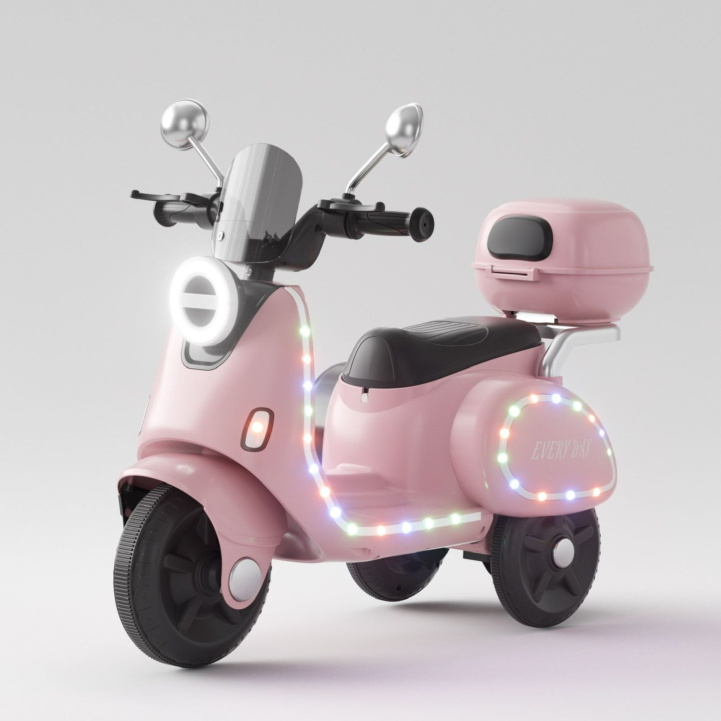 Pink kids battery scooter with LED lights and rear trunk battery operated ride on bike for kids Sam's Toy Ahmedabad Gujarat .