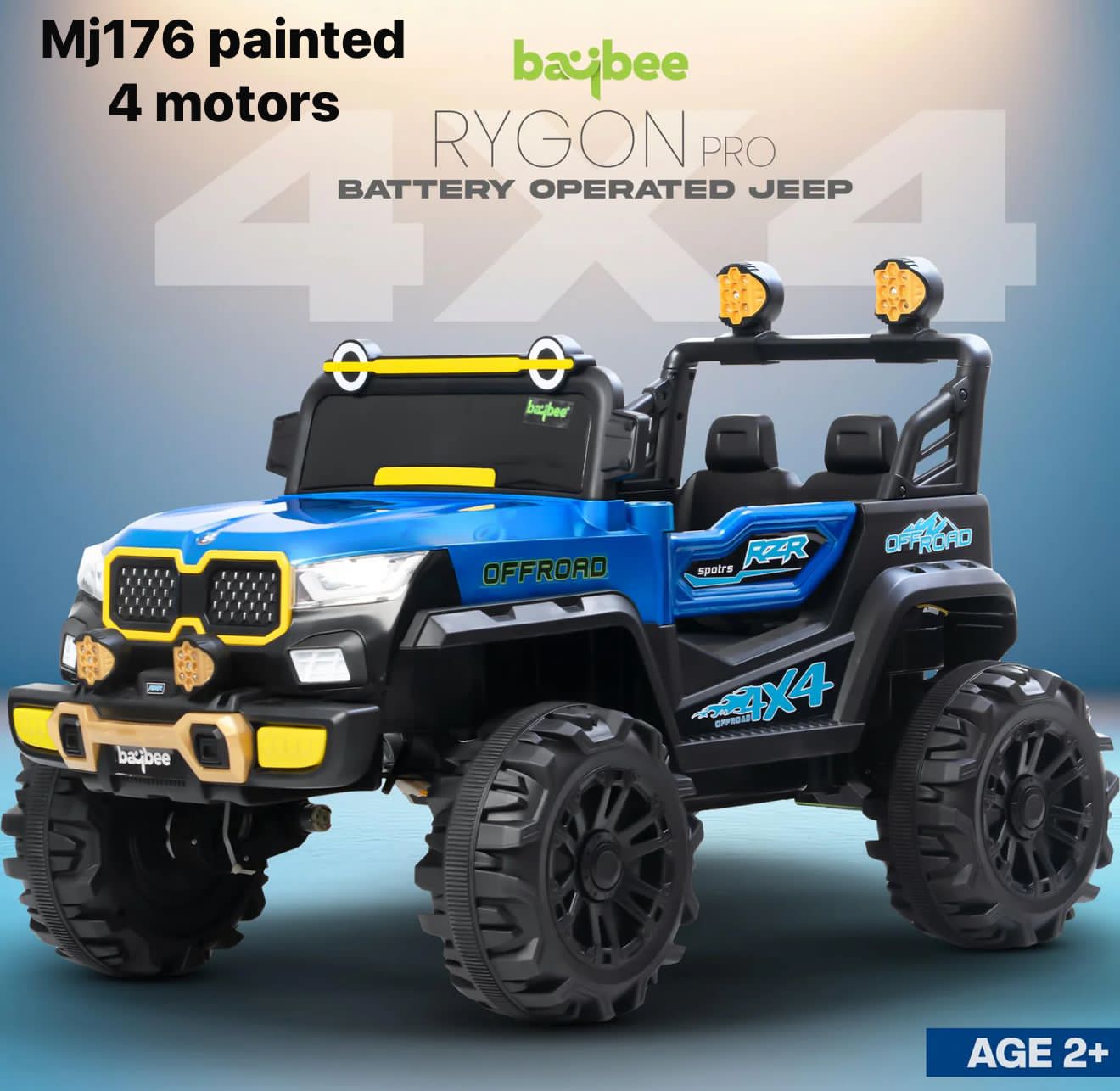 Rechargeable Ride-On Jeep for Kids with 5 years warranty from Sams Toy, made in Ahmedabad Gujarat, featuring four motors