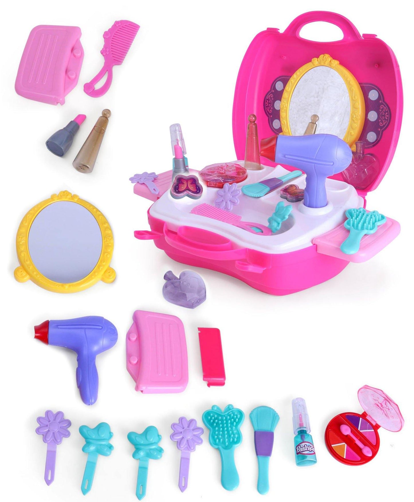 FUN N FUNKY 21 piece beauty toy set for girls Sam's Toy World Ahmedabad with pink vanity case and accessories