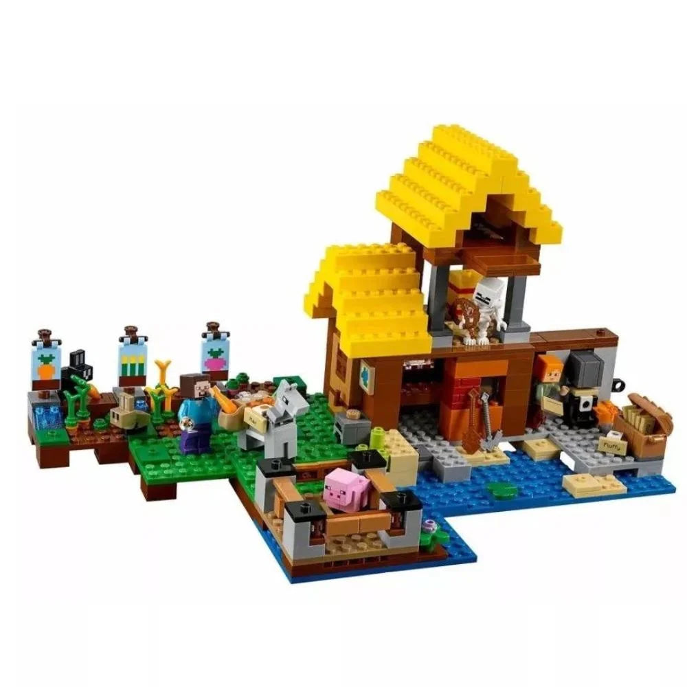 Colorful Minecraft set LEGO by Sam's Toy World Ahmedabad Gujarat, featuring a farm scene with animals and a house