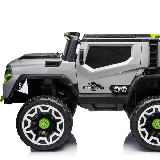 Battery operated jeep for kids Make in Ahmedabad by Sam's Toy World grey and black electric riding vehicle with large wheels