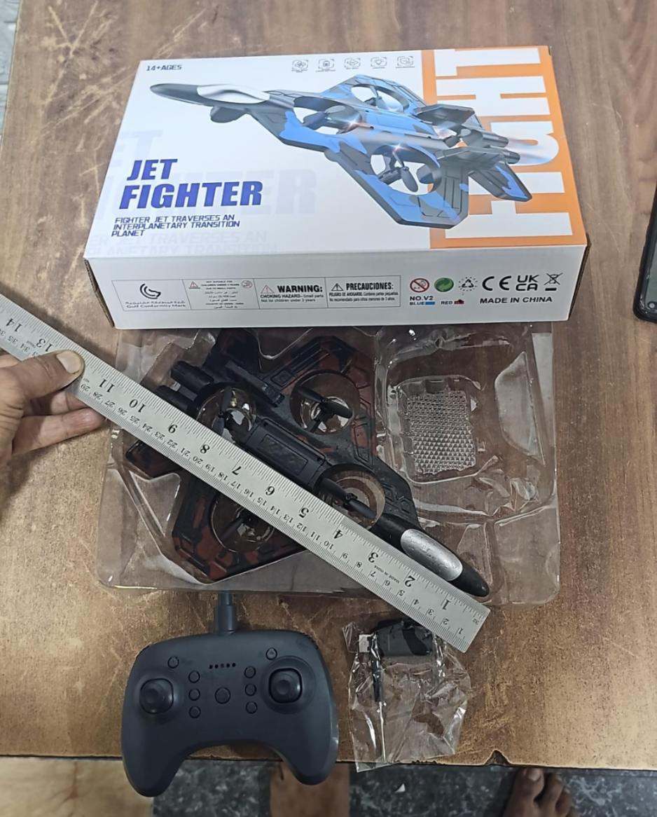 Buy RC airplane Ahmedabad Fighter Jet Big Size Flying 4 Motor Remote Control Toy with controller and packaging