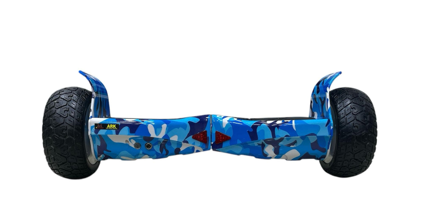 Blue camo hoverboard for off road for adults Sam's Toy World Ahmedabad, front view, designed for rugged outdoor adventures
