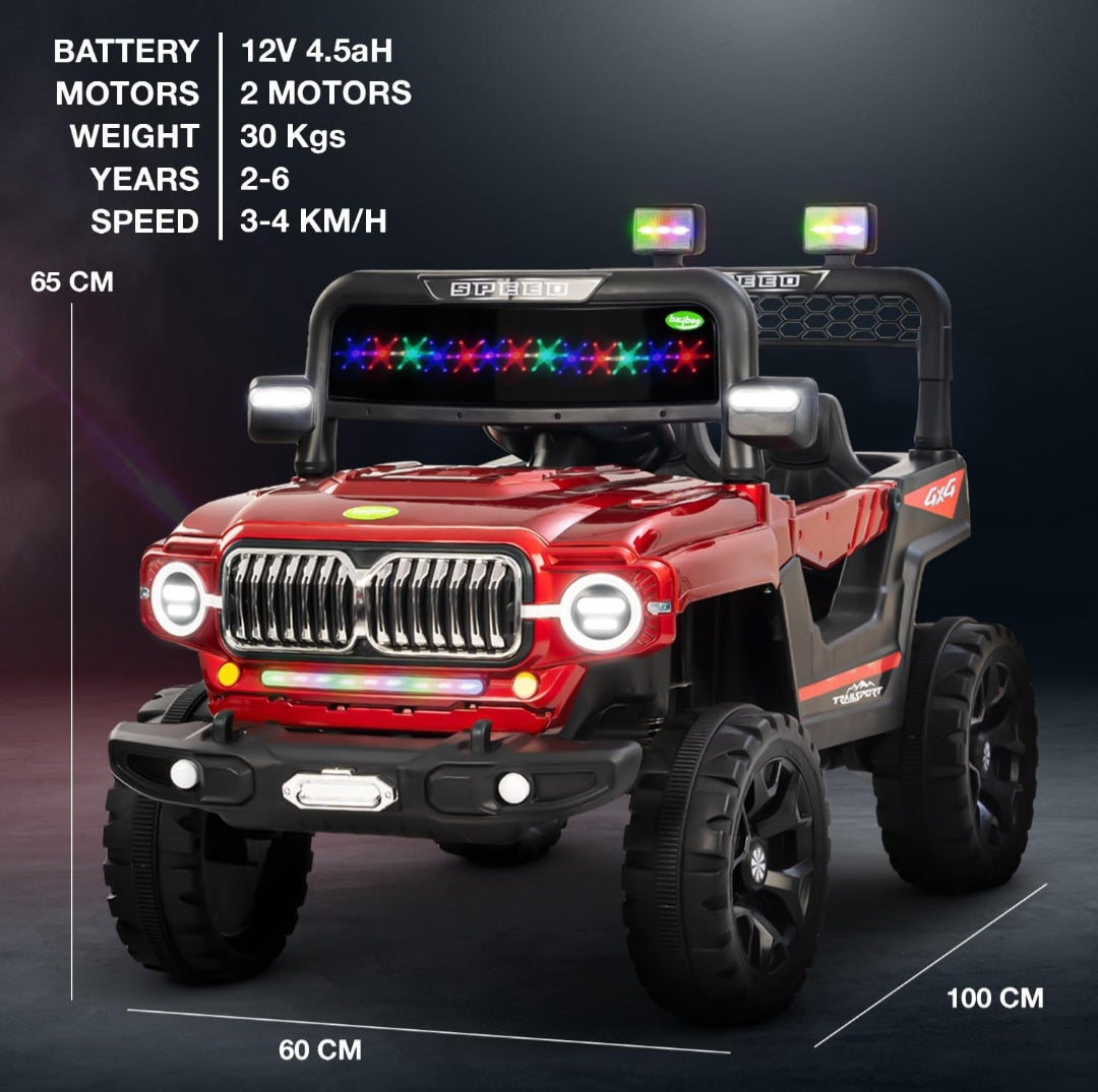 Kids electric car Ahmedabad model 6699 make by Sam's Toy World in red with lights and detailed specs