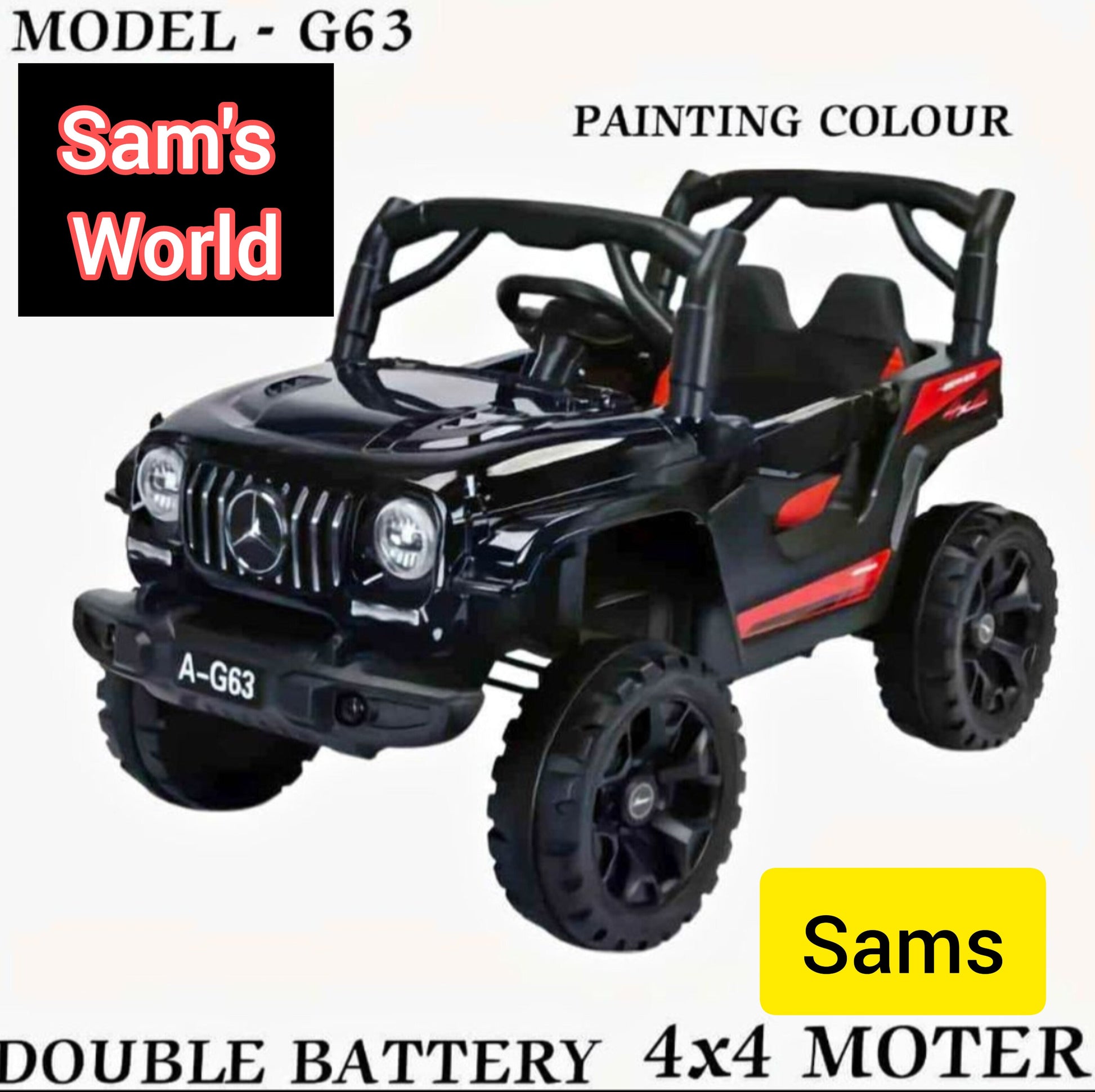 Black kids' ride on vehicle Ahmedabad for 1 to 6 years kids with double battery and 4x4 motor