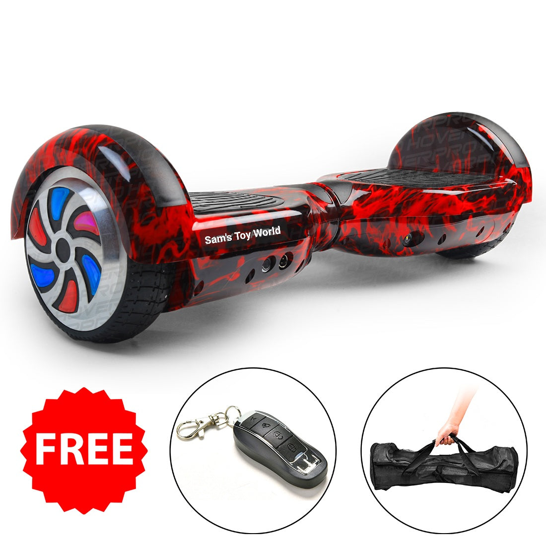 Red and black auto balance hoverboard with LED lights and carrying bag auto balance hoverboard Ahmedabad Gujarat India online