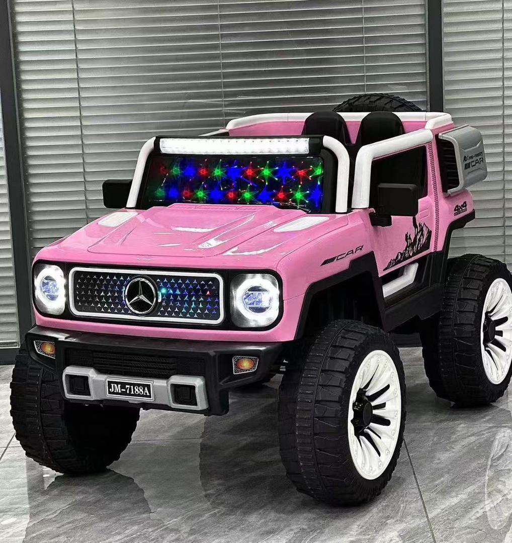 Luxury battery Operated Ride-On Car for Children Ahmedabad in pink with black and white details from samstoy.in