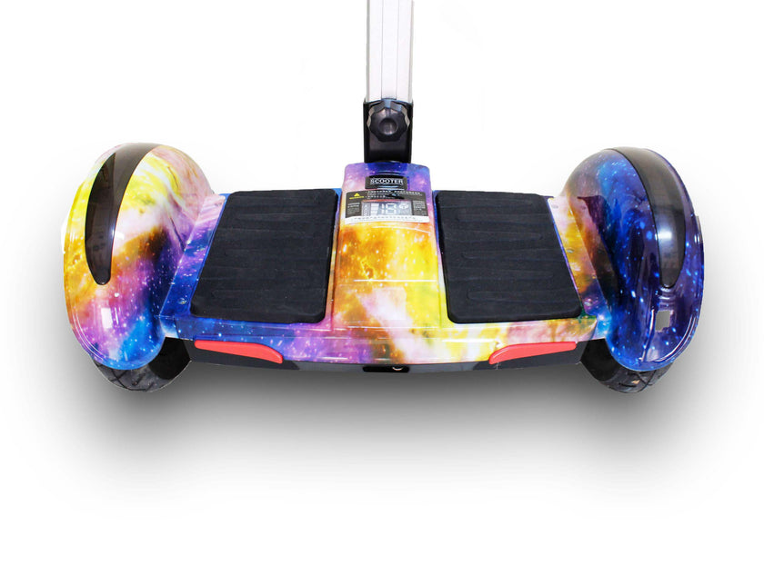 Colorful galaxy design segway hoverboard with handle near Ahmedabad Gujarat India for outdoor play