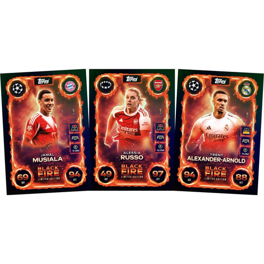 Set of TOPPS trading card game cards Match Attax featuring players in vibrant designs, for collectors and fans